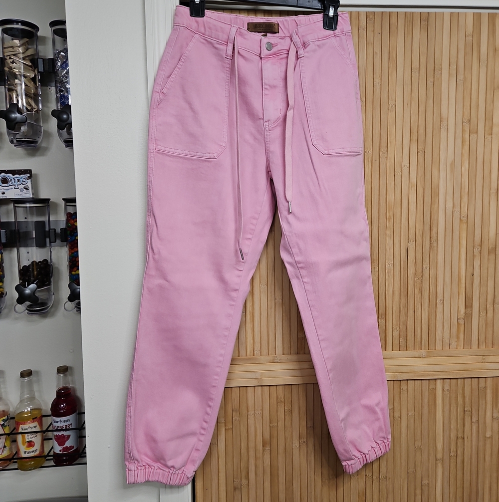 Judy Blue Pink Drawstring Ankle Jeans